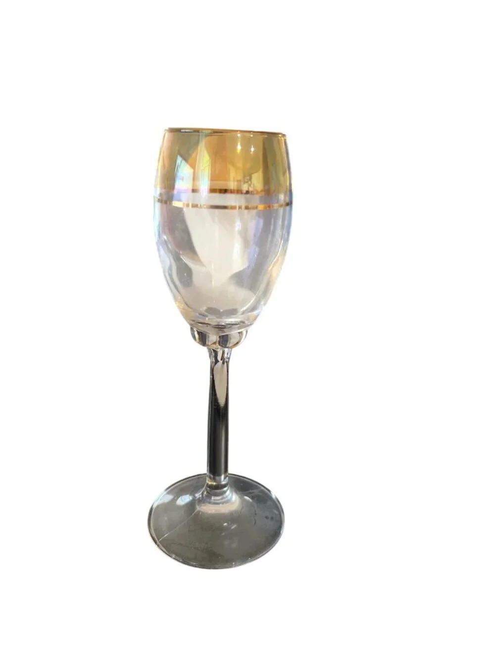 Vintage Circleware Gold Rim Cordial Wine Glass Set Stemware 3oz MCM 1950s/60s